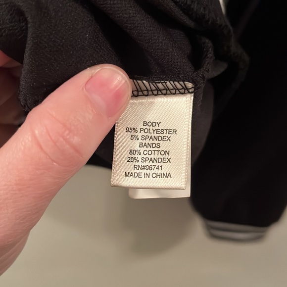 Women’s Long Sleeved Jacket, Black W/ Red and White Stripes around Cuffs & Hem - Picture 4 of 6